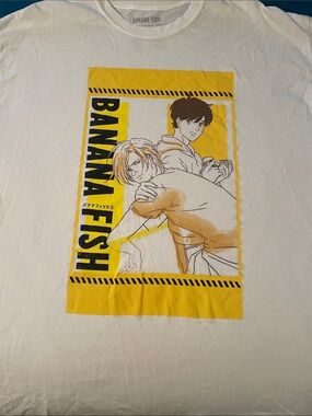 Banana Republic White Tee with Yellow and Black Graphic